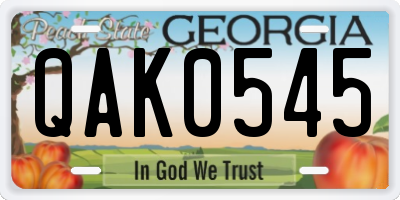 GA license plate QAK0545