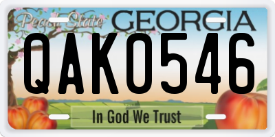 GA license plate QAK0546