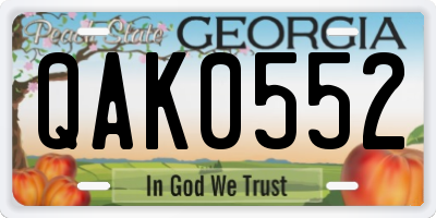 GA license plate QAK0552