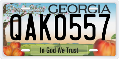 GA license plate QAK0557