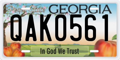 GA license plate QAK0561