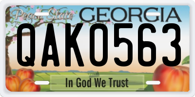 GA license plate QAK0563