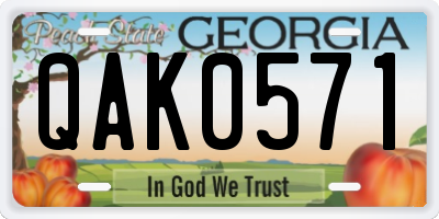 GA license plate QAK0571
