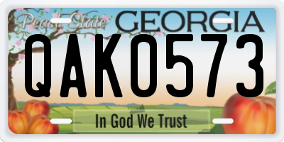 GA license plate QAK0573