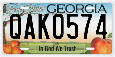 GA license plate QAK0574