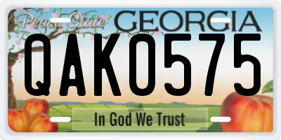 GA license plate QAK0575