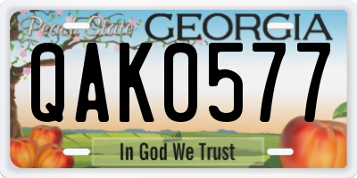 GA license plate QAK0577