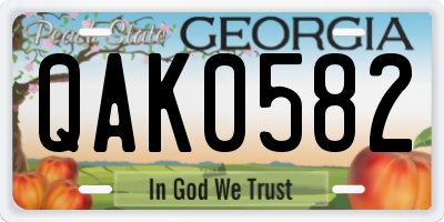 GA license plate QAK0582