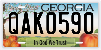 GA license plate QAK0590