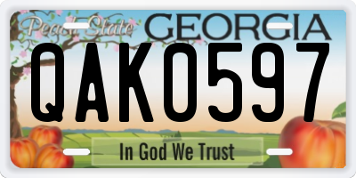 GA license plate QAK0597