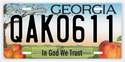 GA license plate QAK0611