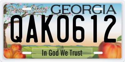 GA license plate QAK0612