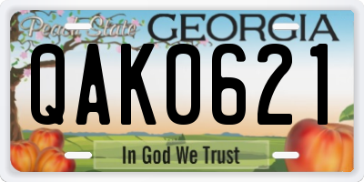 GA license plate QAK0621