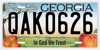 GA license plate QAK0626