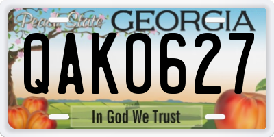 GA license plate QAK0627