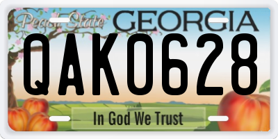 GA license plate QAK0628