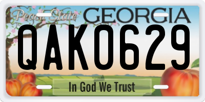 GA license plate QAK0629