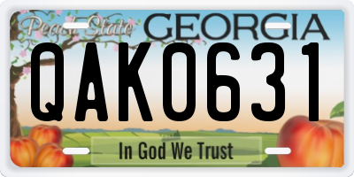 GA license plate QAK0631