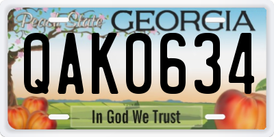GA license plate QAK0634