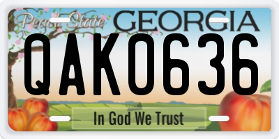 GA license plate QAK0636