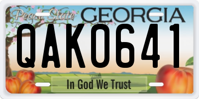GA license plate QAK0641