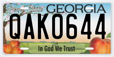 GA license plate QAK0644