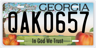 GA license plate QAK0657