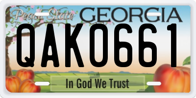 GA license plate QAK0661