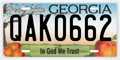 GA license plate QAK0662