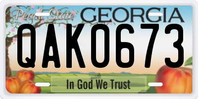 GA license plate QAK0673