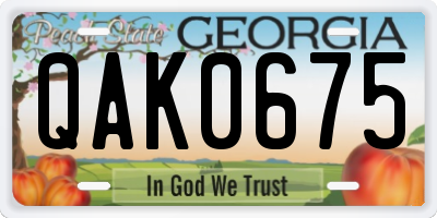 GA license plate QAK0675