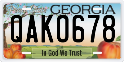 GA license plate QAK0678