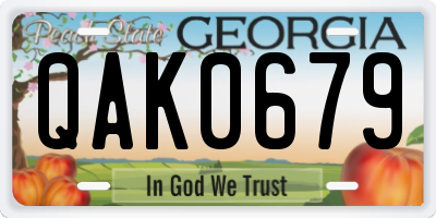 GA license plate QAK0679