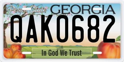 GA license plate QAK0682
