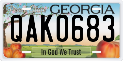 GA license plate QAK0683