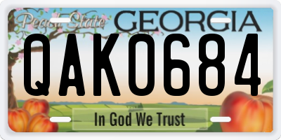 GA license plate QAK0684