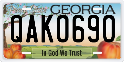 GA license plate QAK0690