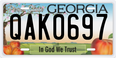 GA license plate QAK0697