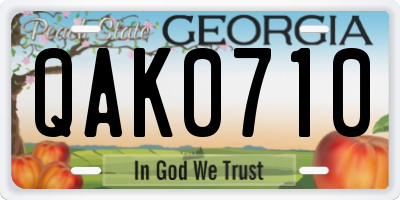 GA license plate QAK0710