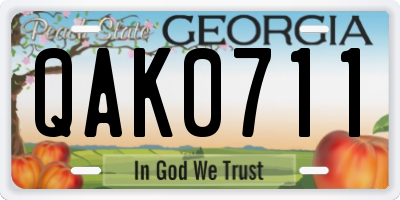 GA license plate QAK0711