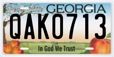 GA license plate QAK0713
