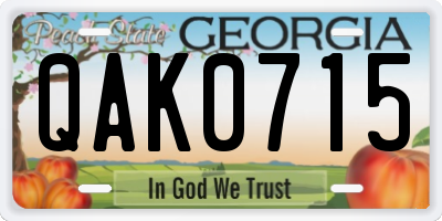 GA license plate QAK0715