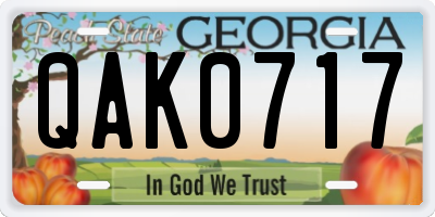 GA license plate QAK0717