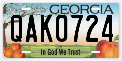 GA license plate QAK0724