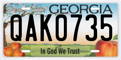 GA license plate QAK0735