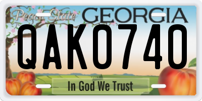 GA license plate QAK0740