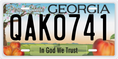 GA license plate QAK0741