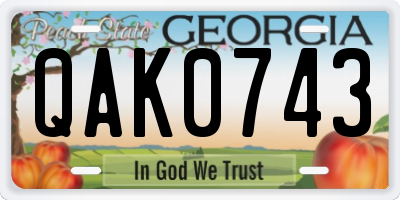 GA license plate QAK0743