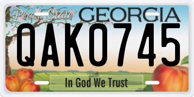 GA license plate QAK0745