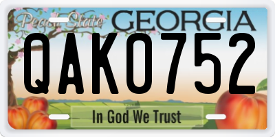GA license plate QAK0752